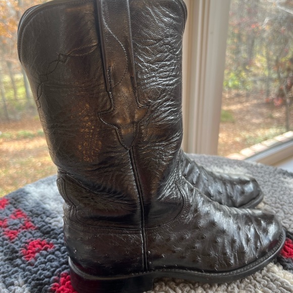 Lucchese Women size 6B Ostrich & Leather Black GUC - Picture 3 of 8